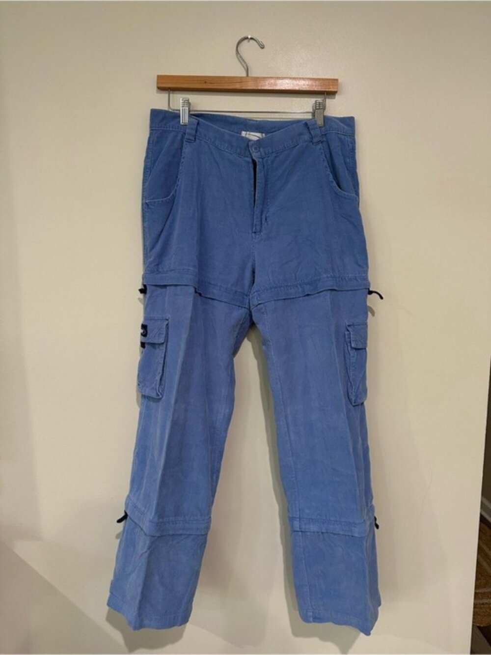Rave Convertible Corduroy Cargo Hiking Pants Blue Size L Gorpcore Y2K - Picture 3 of 13
